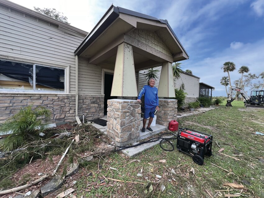 LAKEPORT --Sonny Kocsis stands in front of his sturdy home in Lakeport. He said at least four tornadoes  hit the Twin Palms community on the afternoon of Oct. 9.