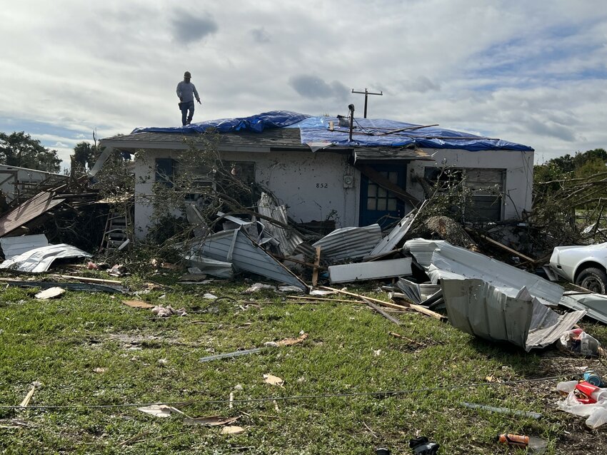 Lakeport tornado damage Oct. 10, 2024 [Photo by Katrina Elsken/Lake Okeechobee News}