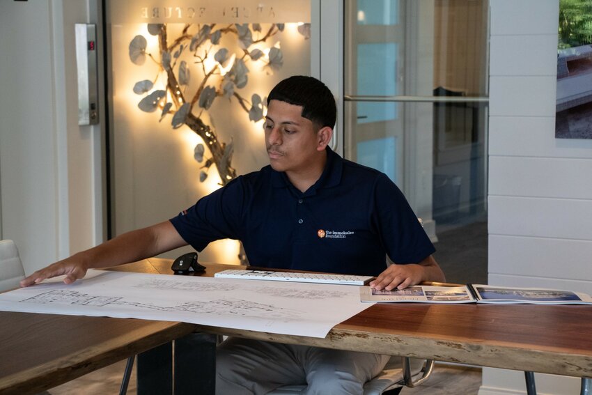 Engineering & Construction Management Pathway student William A. onsite at his recent internship at MHK Architecture