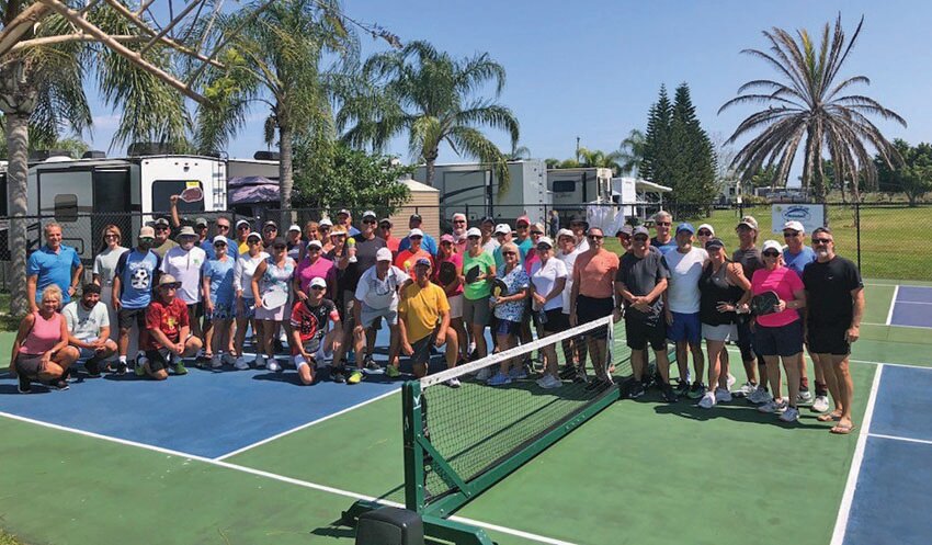 OKEECHOBEE –– Participants of the March 8 Pickleball Tournament at the Starlite RV Park and Resort and sponsored by Family Dentistry of Okeechobee. [Photo courtesy Family Dentistry of Okeechobee]