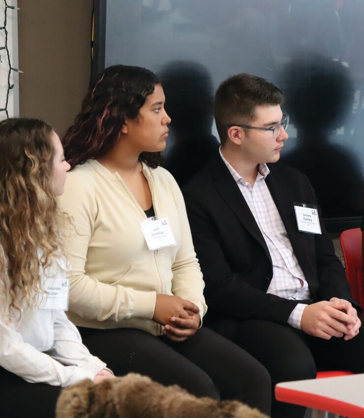 LHS student Julia Gonzalez (center) will join student LHS student Priscilla Rodriguez (not pictured) and MHMHS student Liam Dufrene (not pictured) at the National Qualifier tournament to be held in Sarasota. [Photo courtesy Isabel DeSoto/Incubate Debate]