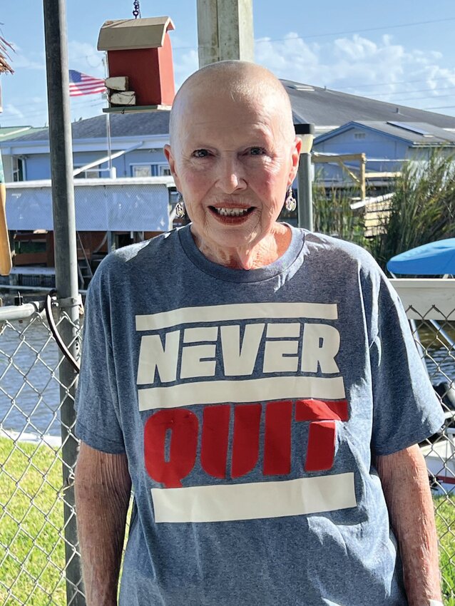 Sandy thomas invited her friends over to help her shave her head this weekend rather than wait for it to fall out on its own during her battle with breast cancer..[Photo byKaren Noel]