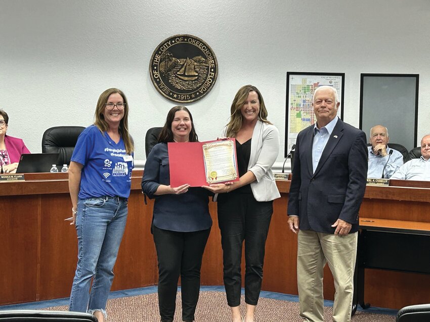 Mayor Dowling Watford proclaims April 2025 as National Child Abuse Prevention Month during recent city council meeting..[Phot by Cathyy womble/Lake Okeechobee News]
