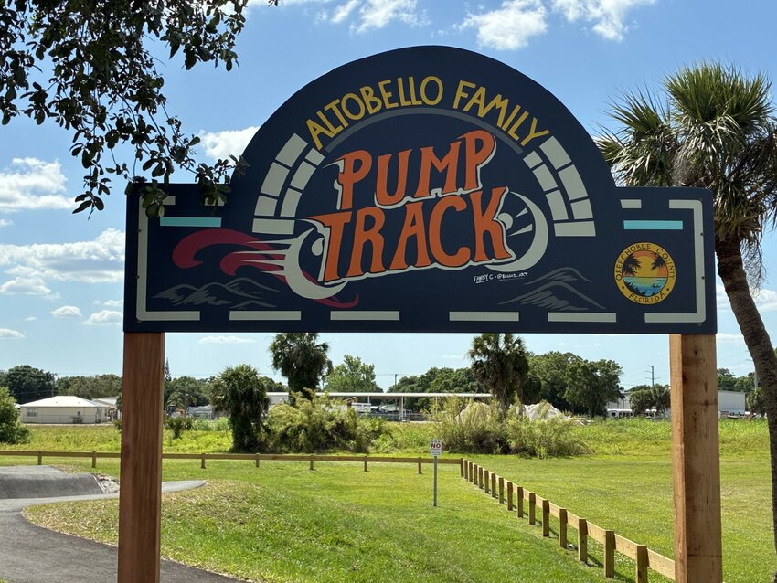 In a ceremony held on April 14, Okeechobee County Board of County Commissioners officially named the new pump track the Altobello Family Pump Track.