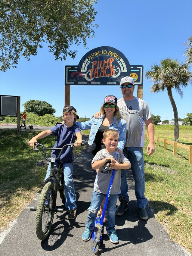 Family enjoys Okeechobee's new Altobello Family pump track.