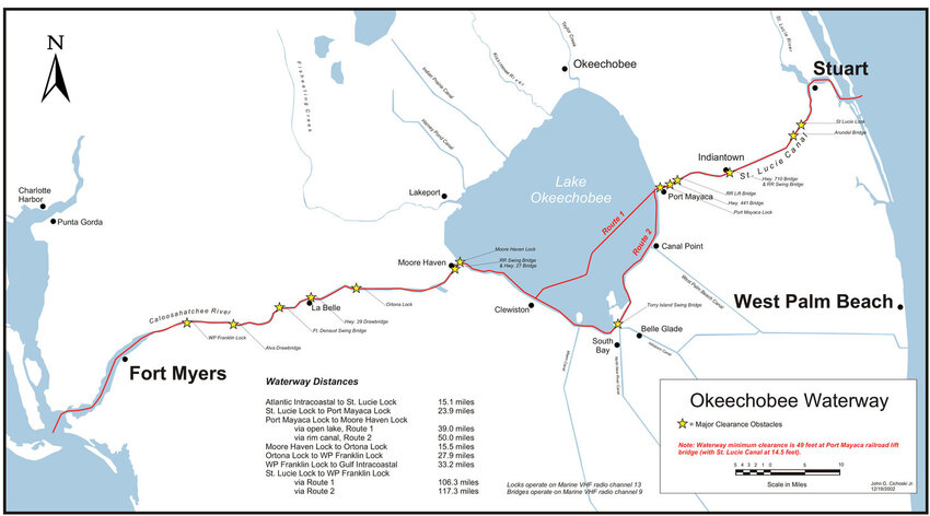 Lake Okeechobee Waterway map courtesy USACE