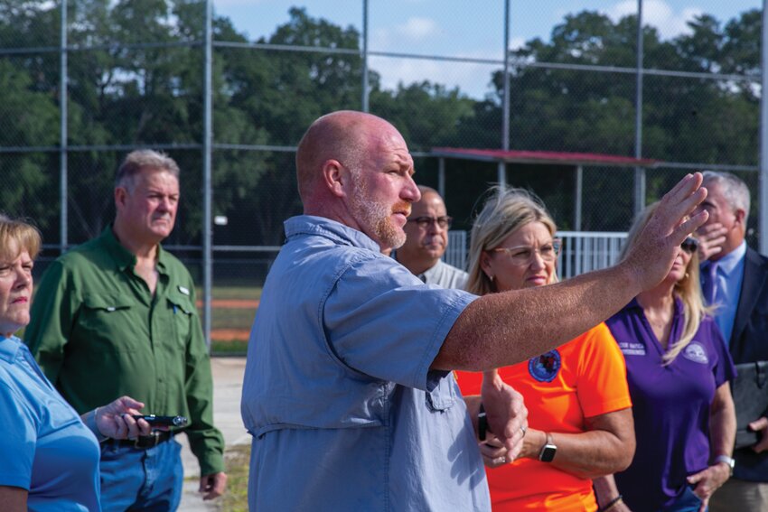 Hendry County Commissioner Michael Atkinson speaks during a workshop at Forrey Park on April 28. [Photo by Richard Marion/Lake Okeechobee News]