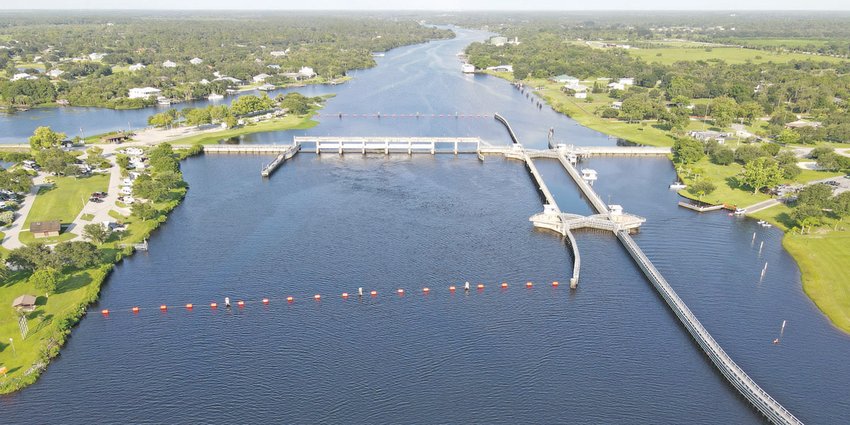 The Franklin Lock on the Caloosahatchee River is more than 43 miles from Moore Haven, where water from Lake Okeechobee enters the river.