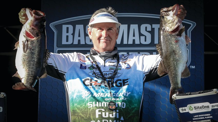 Bernie Schultz of Gainesville was at the top of the leaderboard for the first day of the Bassmasters Elite tournament on Lake Okeechobee on Thursday.