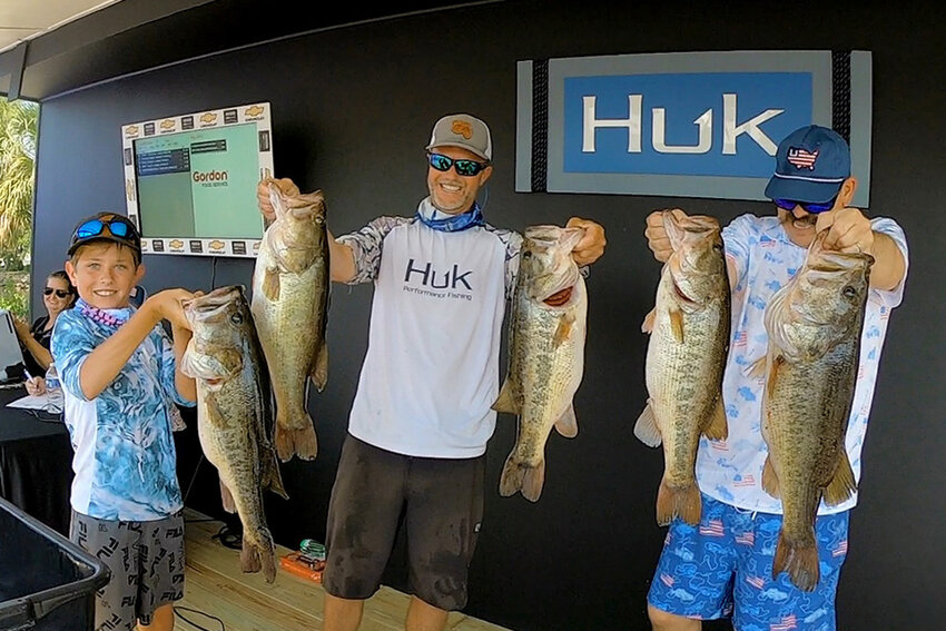 CLEWISTON -- The father and son team of Preston and Tavyn Heisler caught bass totaling 36.82 pounds to win the first qualifier of the 2023 Roland Martin Marine Center Series presented by HUK&nbsp;on May 6, 2023. [Courtesy photo]
