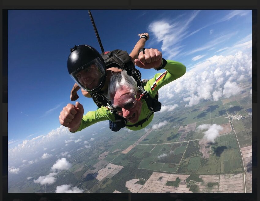 A Moore Haven man, Sam Caliendo, decided he wanted to celebrate his 80th birthday with a bang this year and jumped out of an airplane.