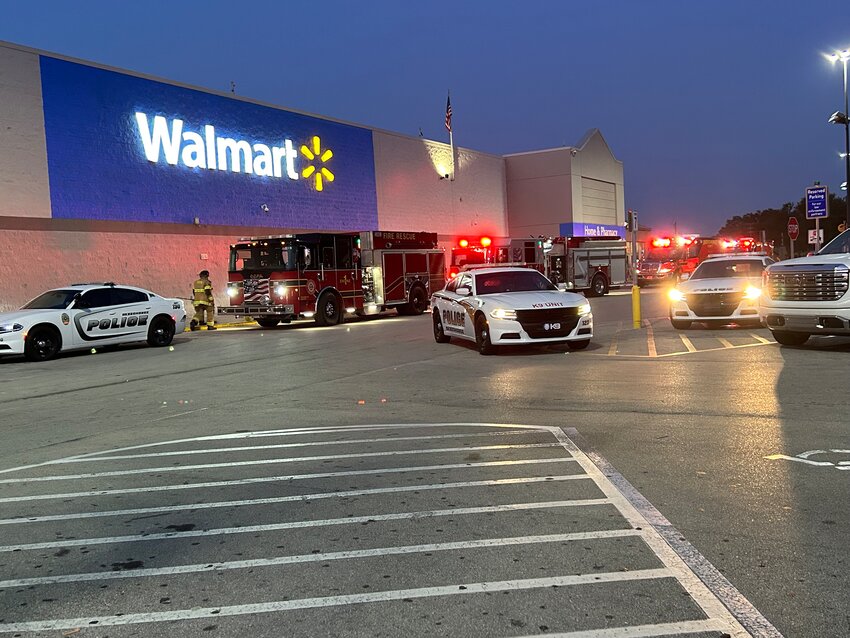 Early Monday morning, a piece of equipment accidentally hit a sprinkler in the back room at Walmart. According to one employee, there was water everywhere.
