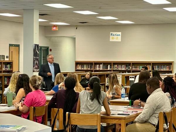 Incoming teachers were welcomed Monday at the annual Okeechobee County Schools New Teacher Orientation. ￼They received a warm welcome from the superintent, Mr. Kenworthy, as well as the School Board - followed by presentations by different departments.  Welcome aboard, everyone!