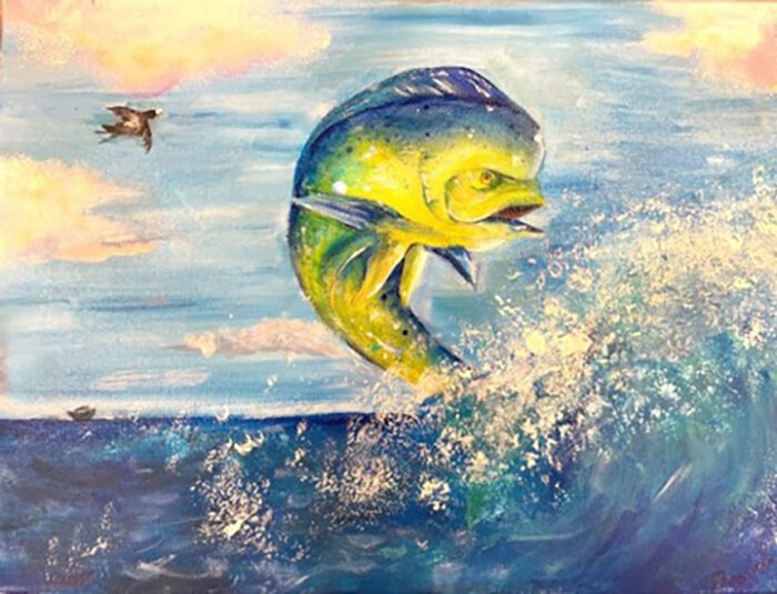 A mahi-mahi created by last year&rsquo;s seventh-ninth grade, first place saltwater winner, Penelope Horwitz.