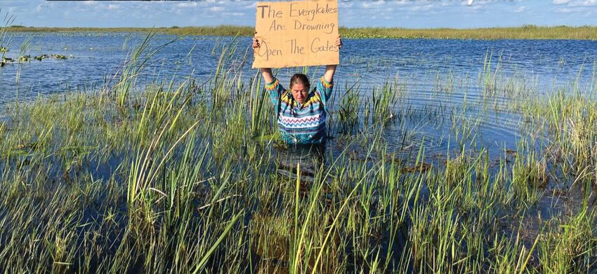 Betty Osceola of the Miccosukee Tribe of Florida posted this image on social media, urging the public to call the U.S. Army Corps of Engineers at 904-232-2568 or email CESAJ-CC@usace.army.mil to urge them to open the water control structures under the Tamiami Trail. [Courtesy photo]
