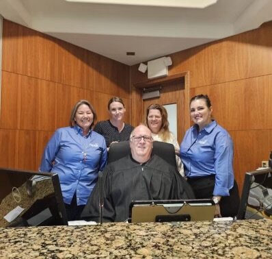 Hanley Foundation's Casey Rogers, Shawna Prope, Angela Noon, and Alli Jimenez joined Okeechobee Mental Health Court's Judge Wallace in preparation for the Hendry and Glades County Mental Health Court diversion program launch.   Hanley Foundation is involved in creating and implementing a diversion program for youth and adults to receive mental health services instead of traditional probation or jail. Participants will receive mental health services and be connected to community resources to reduce recidivism rates and improve social and emotional well-being.