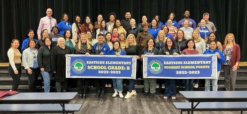 CLEWISTON -- On Jan. 9, Eastside Elementary School in Clewiston was honored for rating as a Grade B in the statewide rating program and for having the highest score among Hendry County Schools for 2022-2023. [Photo courtesy Eastside Elementary School]