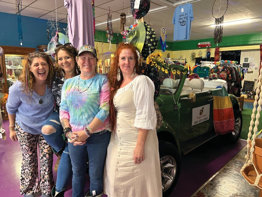 Tiffany Cassandra, Pamela Barton, Lisa Rexroad and Marylou Paraway spend their days at Hippie Daze making life a little more happy and peaceful for the community.