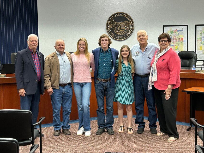 OKEECHOBEE &mdash; During its Feb. 6 meeting, the Okeechobee City Council recognized four teens who have been awarded scholarships by the South Florida Fair. Congratulations to Luke Larson, Lilly Maxwell, Paisley Norman and Tess D'Ariano. The teens, with the exception of Paisley, who was unable to make the meeting, are pictured with the city council members. Council Member David McAuley was unable to attend the meeting as he is on a trip to Alaska with his wife Sandra Pearce.