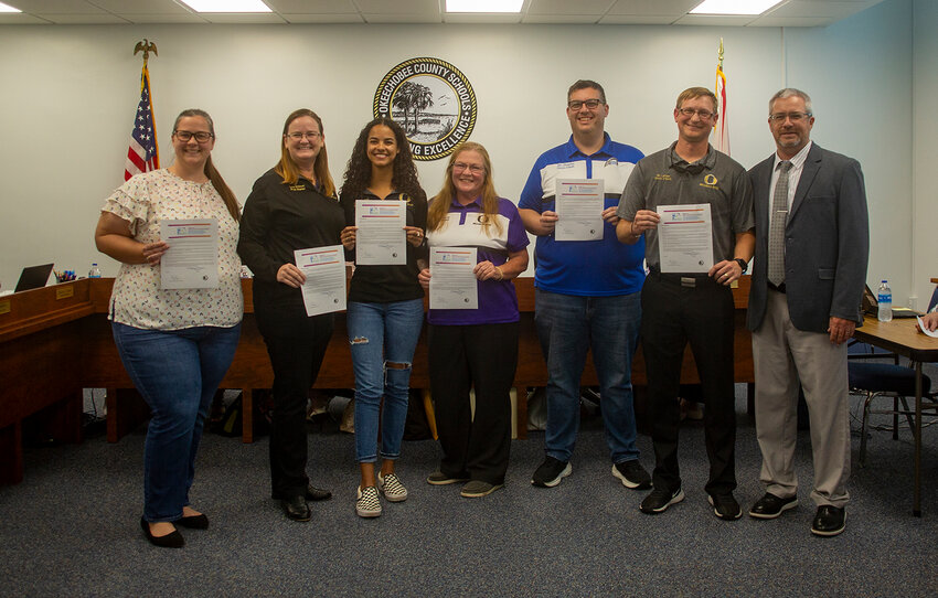 From left to right:  Katie Doyle, Denise Whitehead, Makaya Whitehead, Cheryl Worlow, Chris Bowen, Clint LaFlam, and Dylan Tedders. [Photo by Richard Marion/Lake Okeechobee News]