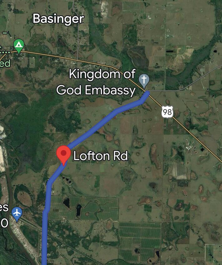 Lofton Road.[Map courtesy Okeechobee County Road Department]