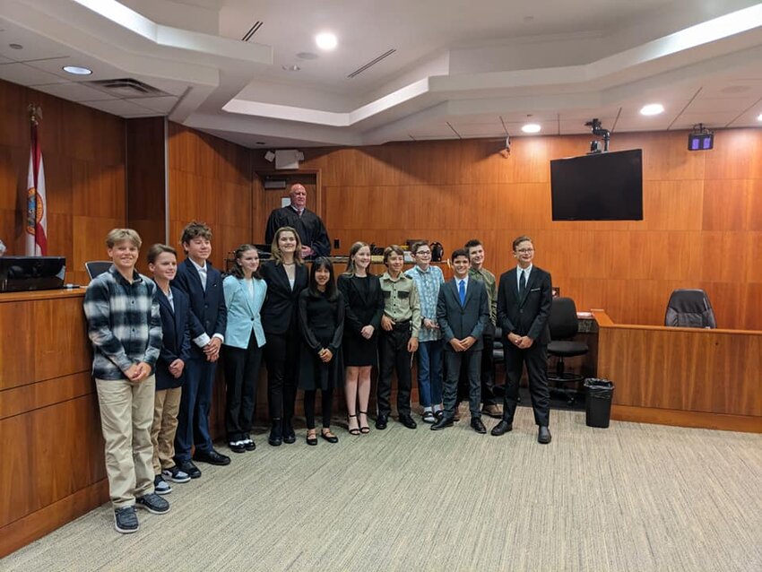 Classical Conversation students from several groups took part in a mock trial at the Okeechobee County Court House on April 23.