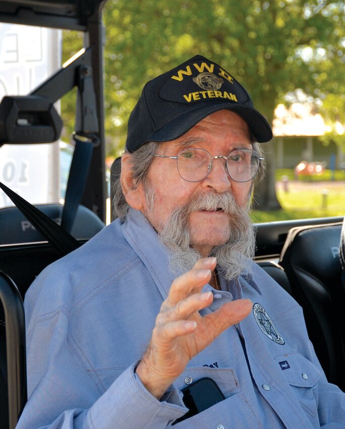 MOORE HAVEN -- World War Ii veteran Leonard Nichols, 100, was &quot;Sheriff for a Day&quot; at the Chalo Nitka Festival on Saturday, March 1. [Photo by Katrina Elsken/Lake Okeechobee News]