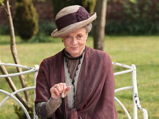 In this image released by PBS, Maggie Smith as the Dowager Countess Grantham, is shown in a scene from the second season on &quot;Downton Abbey.&quot;  Smith, 89, died Friday, Sept. 27, 2024.