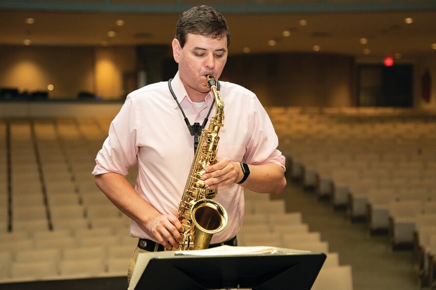 Sumter Community Concert Band Director Sean Hackett will perform a saxophone solo, among the numerous selections the band will perform, at the Winter Concert on Sunday, March 3.