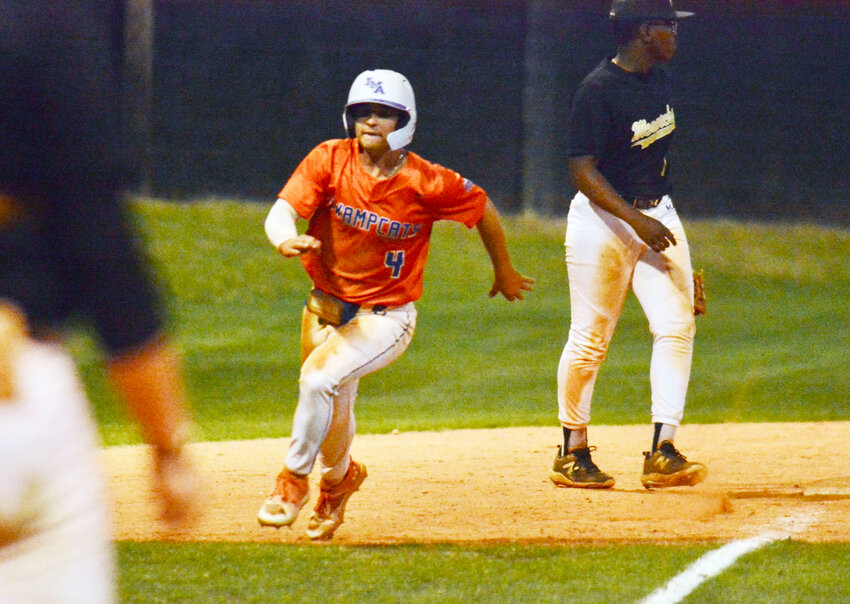 Laurence Manning's Bryson Smith runs the bases against Manning on Thursday.