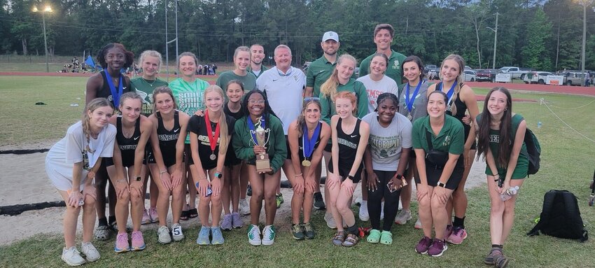 The Thomas Sumter track team poses for a photo after their girls finished second at the SCISA Division II State Championship on Friday at Orangeburg Prep.