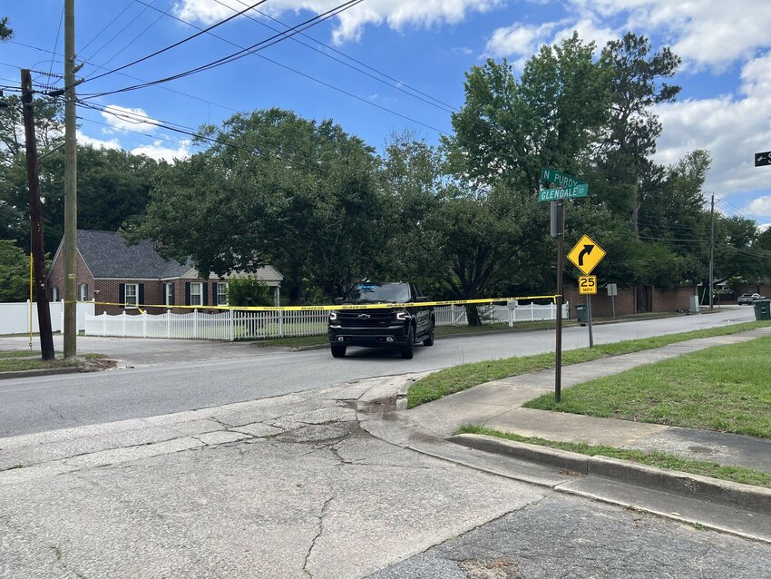 Sumter police officers block off the North Purdy Street area, including the intersection of Glendale Circle and North Purdy, following an incident that occurred Monday afternoon.