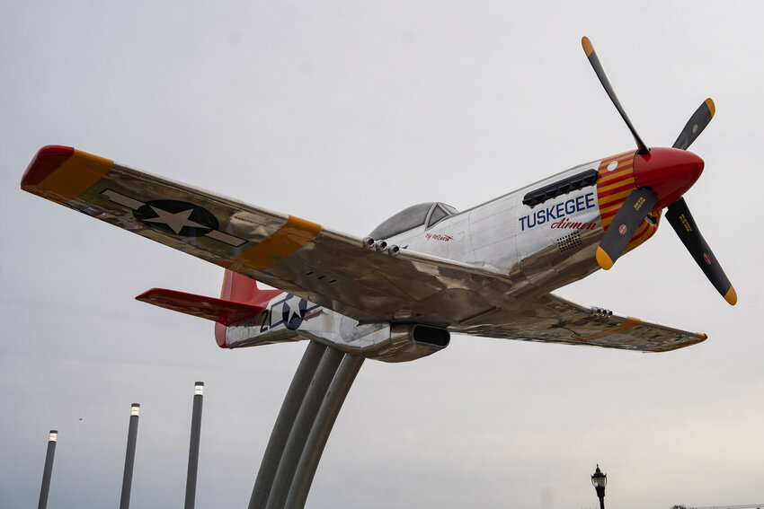 Seen is a P-51C Mustang replica that was added to the Tuskegee Monument at Veterans Park. Sumter received a $102,668 Undiscovered South Carolina grant, which will be used to make additions to the memorial.