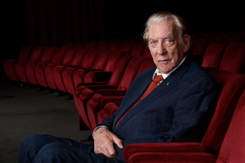Actor Donald Sutherland appears at the Academy of Motion Picture Arts and Sciences in Beverly Hills, Calif., on Oct. 13, 2017. Sutherland, the towering Canadian actor whose career spanned &quot;M.A.S.H.&quot; to &quot;The Hunger Games,&quot; has died at 88.