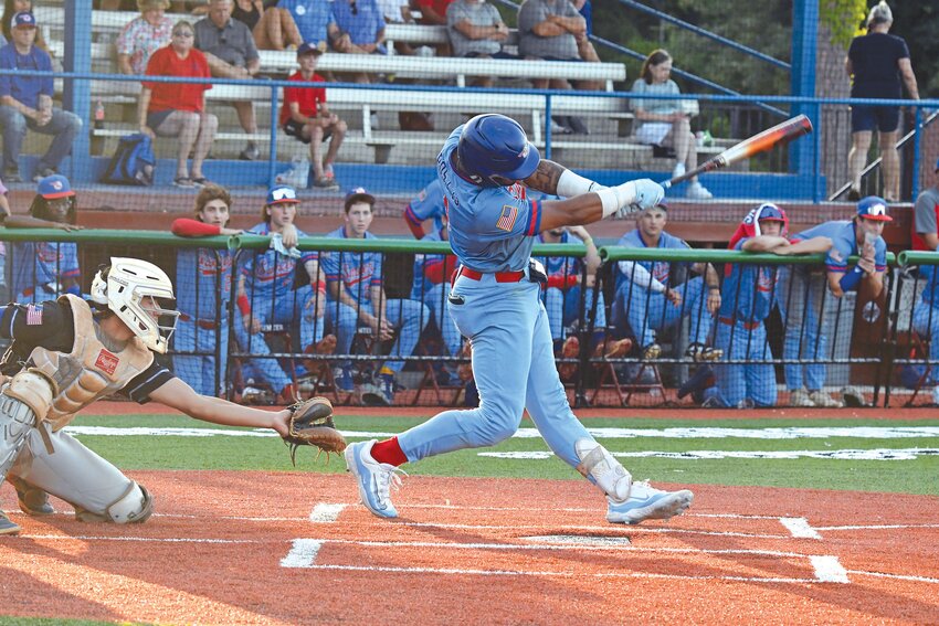 Sumter P-15's Bryce Coulter bats against Manning-Santee on Tuesday, June 18. There are still plenty of American Legion games left to see this summer, including one on Monday evening, July 1, and on the Independence Day holiday, both home games at Riley Park.