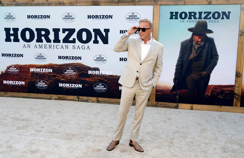 Kevin Costner, the director, co-writer and star of &quot;Horizon: An American Saga,&quot; poses at the premiere of the film at the Regency Village Theatre, Monday, July 24, 2024, in Los Angeles.
