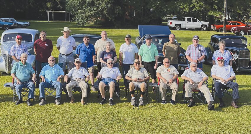 From left, in the front row, Sumter Cruisers Classic Car Club members are Bobby Porter, Larry Brunson, Tommy Hickson, David Marcella with his wife, Andrea, behind him, Bobby Beatson Sr., Jerry Brunson, John Tuttle and John Coward, with his wife, Hilda, behind him. In the back are Harold Hodge, Dan Daniel, Buddy Avin, Kenny McInnis, Michael Avin, Jim Richardson, Mark Hodges, Mike Staley and William Baker. The club started in 1997 for the group to share their love of classic cars.