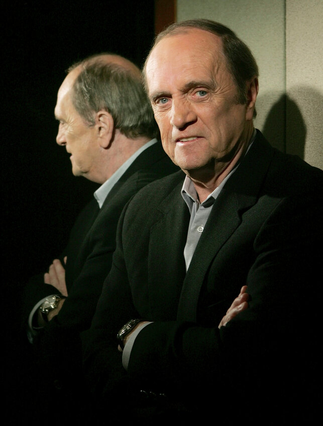 Comedian and actor Bob Newhart poses for a portrait on July 13, 2005, in Beverly Hills, California. Newhart, the deadpan master of sitcoms and telephone monologues, died in Los Angeles on Thursday, July 18, 2024. He was 94.