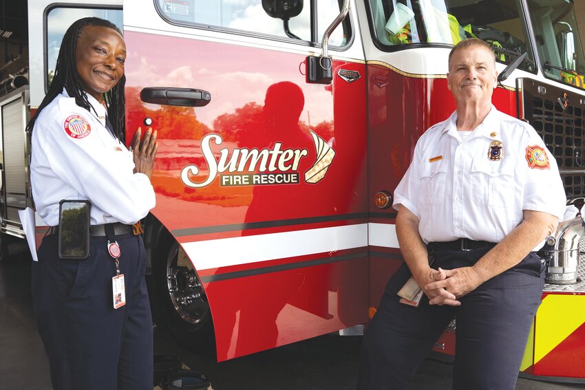 From left, Sumter Fire Department Lt. Selena Smith and Lt. Hemby Smith lead the Public Safety Department, for which they seek to educate the community on how to prevent fires, as well as share other safety tips. The pair accepted the fire department's fifth-consecutive Fire Safe Award this past month.