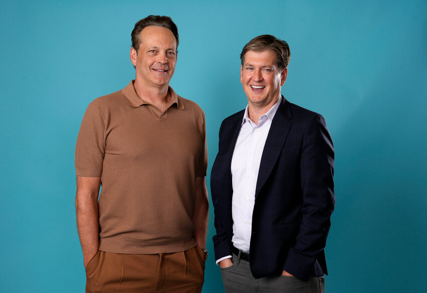 Actor-executive producer Vince Vaughn, left, and creator-executive producer Bill Lawrence, of the Apple TV+ series &quot;Bad Monkey,&quot; pose for a portrait at the Four Seasons Hotel, Tuesday, Aug. 6, 2024, in Los Angeles.