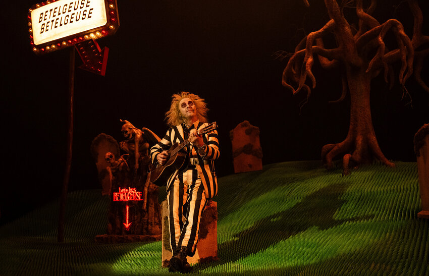 This image released by Warner Bros. Pictures shows Michael Keaton in a scene from &quot;Beetlejuice Beetlejuice.&quot;