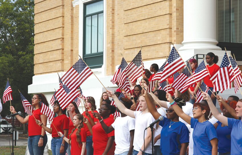 Middle and high school choir students across Sumter County gather for a performance on the steps of the Old Sumter County Courthouse on Sept. 11.