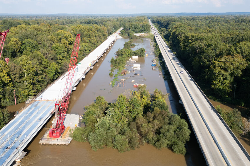 Water rises at the construction site on U.S. 378 on Monday afternoon, Sept. 30.