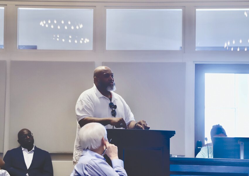 Sumter Resident Bernard Blanding speaks out against a request for special exception approval for a liquor store to replace the old Family Video store on 7 N. Guignard Drive.