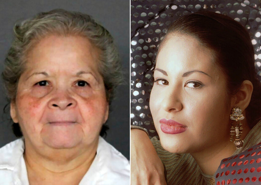 This combination of photos shows Yolanda Sald&iacute;var, who is serving a life sentence at the Patrick L. O'Daniel Unit prison in Gatesville, Texas, left, and Tejano music star Selena posing in Corpus Christi, Texas on March 7, 1995.