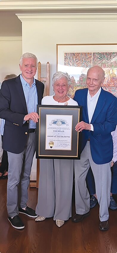 Zan Wells receives the Order of the Palmetto at her home in Greenville. Wells was raised in Sumter and has sculpted several pieces that stand throughout South Carolina, including two at Sumter's Swan Lake.