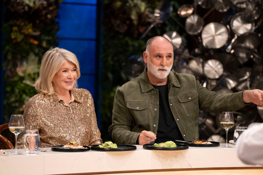 This image released by NBC shows Martha Stewart, left, and Jos&eacute; Andr&eacute;s in &quot;Control Freaks&quot;.