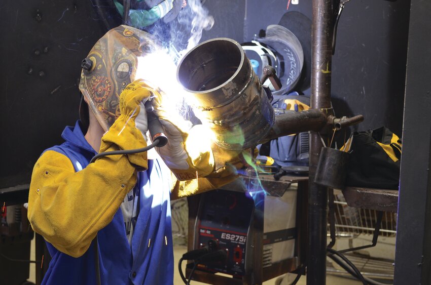 A Central Carolina Technical College welding student works on a training exercise recently at the college. A recent donor's gift will cover the cost of welding kits for incoming students in the program this fall.