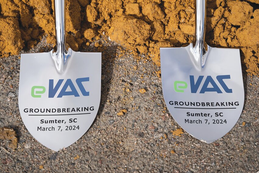 VAC company leaders and local and state officials attended the groundbreaking ceremony for eVAC Magnetics in Pocotaligo Industrial Park off U.S. 521 in spring 2024.