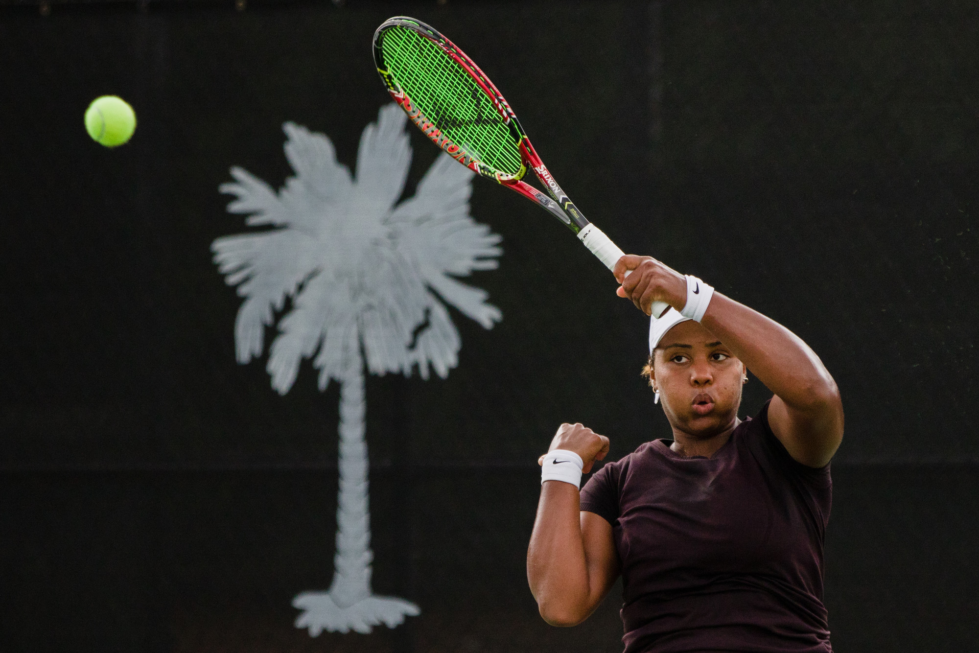 Taylor Townsend, seen here in an earlier match, won the $25,000 USTA Pro Circuit Palmetto Pro Open tennis tournament on Sunday at the Palmetto  Tennis Center when her opponent, second-seeded Alize Lim, had to retire before the final match with muscle-related problems in her back. It is Townsend's second PPO victory.